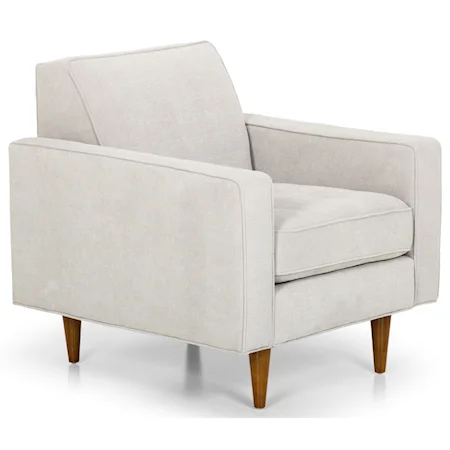 Contemporary Upholstered Accent Chair with Exposed Wood Legs